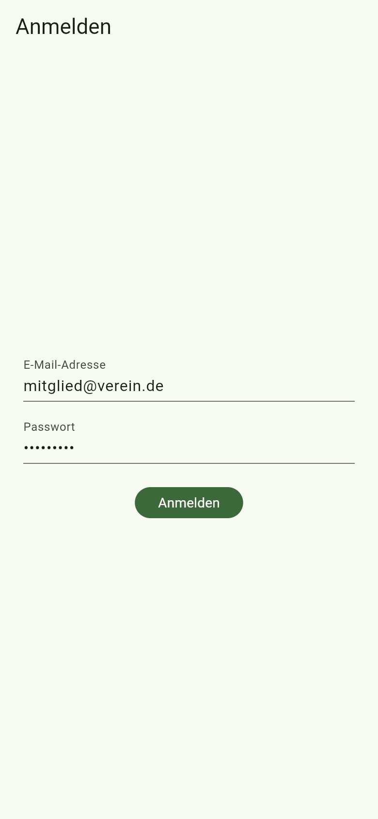 Anmeldebildschirm der AlpsPlanner Mitglieder-App