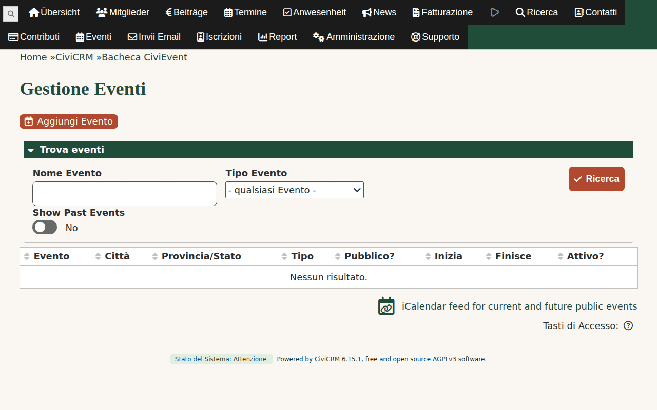 Lista appuntamenti con adesioni e rinunce